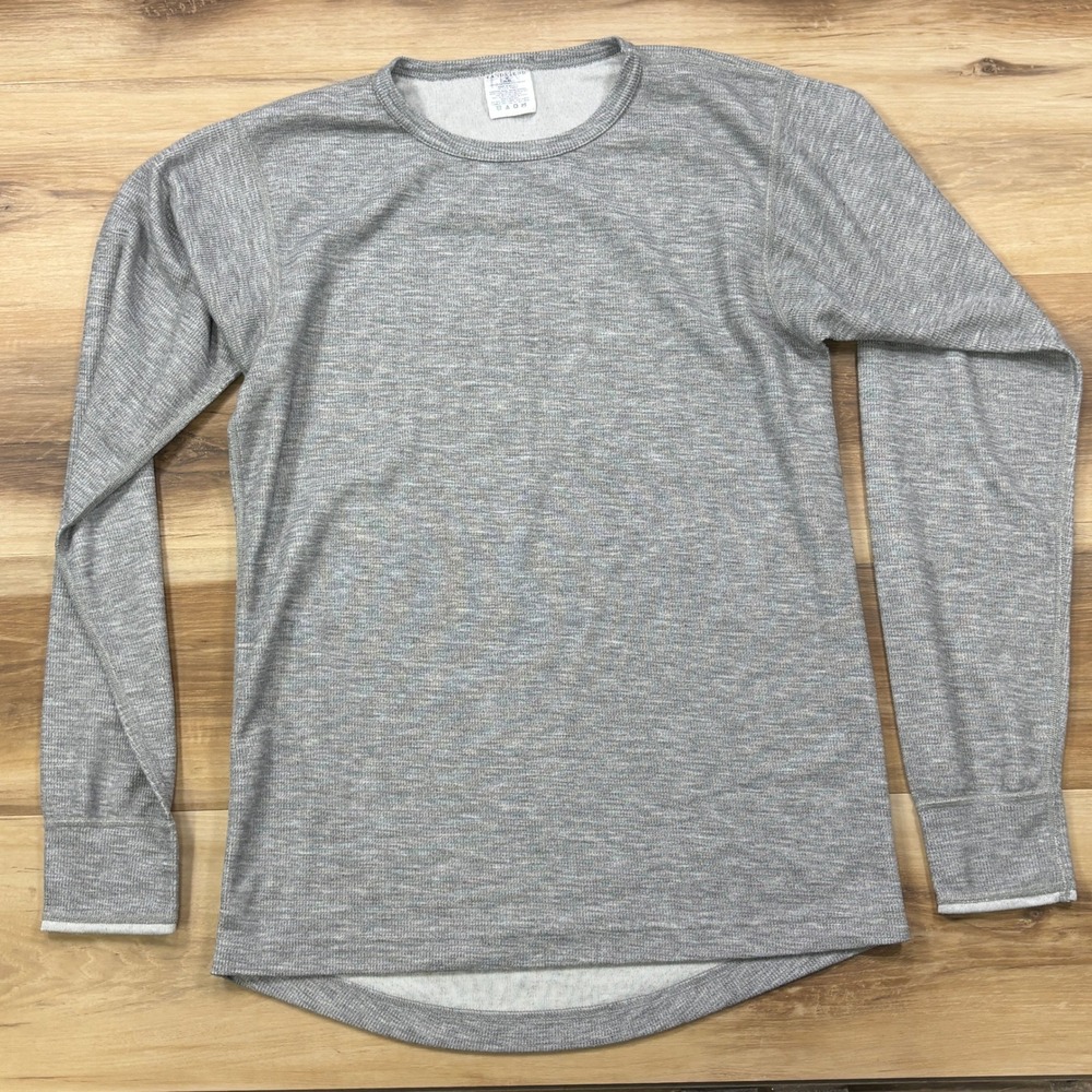 Lands End Thermal Shirt Mens M Grey Heritage Base Layer Crew Neck Longsleeve